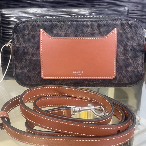 Horizontal pouch in Triomphe canvas with celine print - Picture 2 of 4